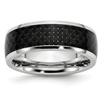 Polished Carbon Fiber Cobalt Wedding Band 8mm
