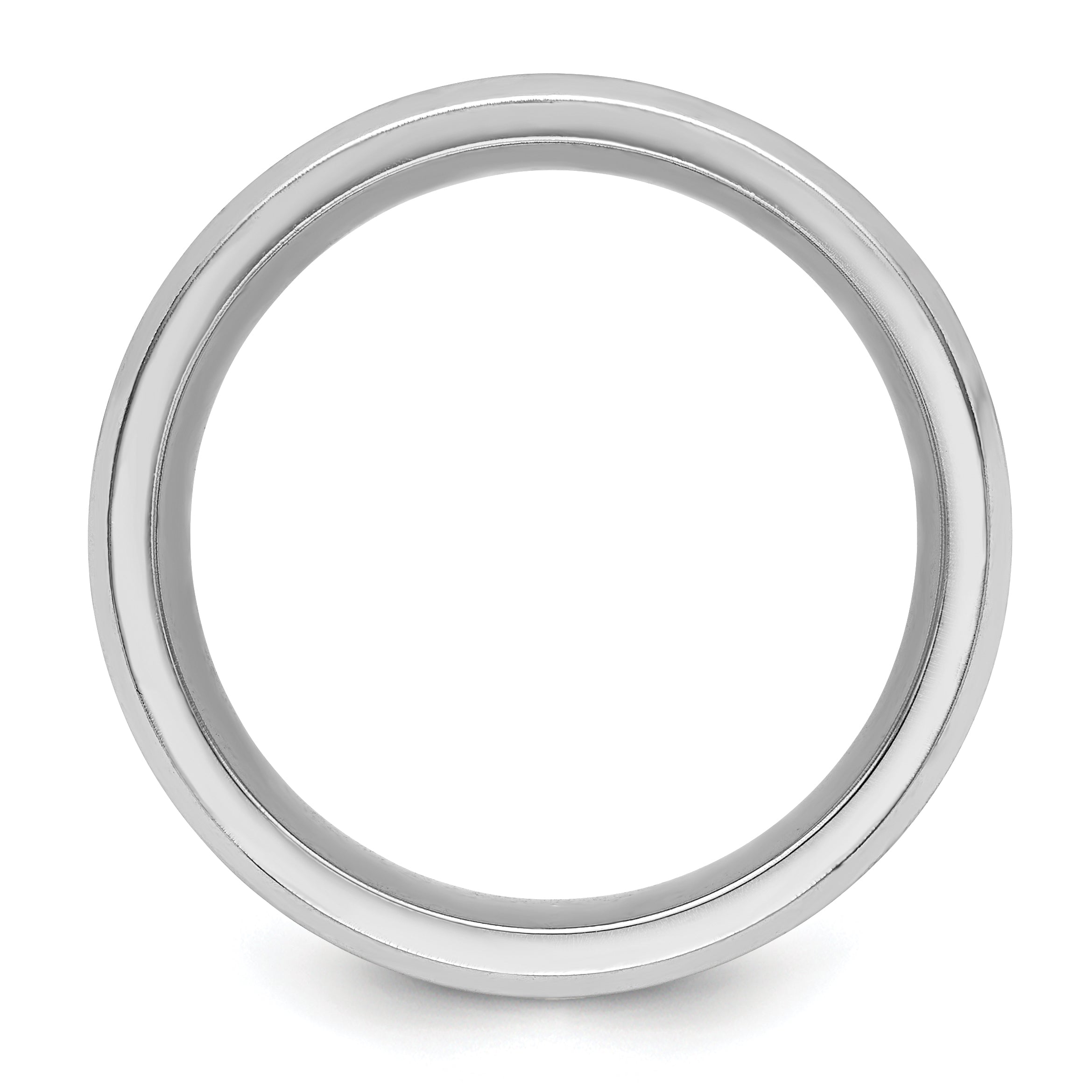 Brushed and Polished Cubic Zirconia Beveled Edge Cobalt Wedding Band 8mm
