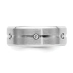 Brushed and Polished Cubic Zirconia Beveled Edge Cobalt Wedding Band 8mm