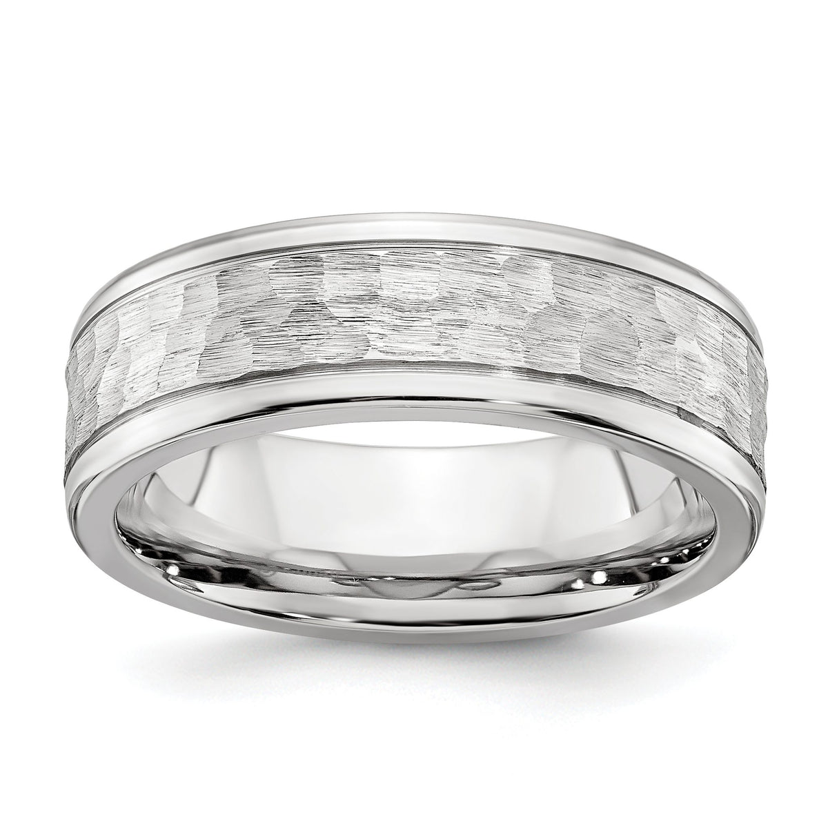 Chisel Hammered Wedding Band in Cobalt, 7mm Brushed & Polished, Size 7–13 - Sophia Jewelers Main image