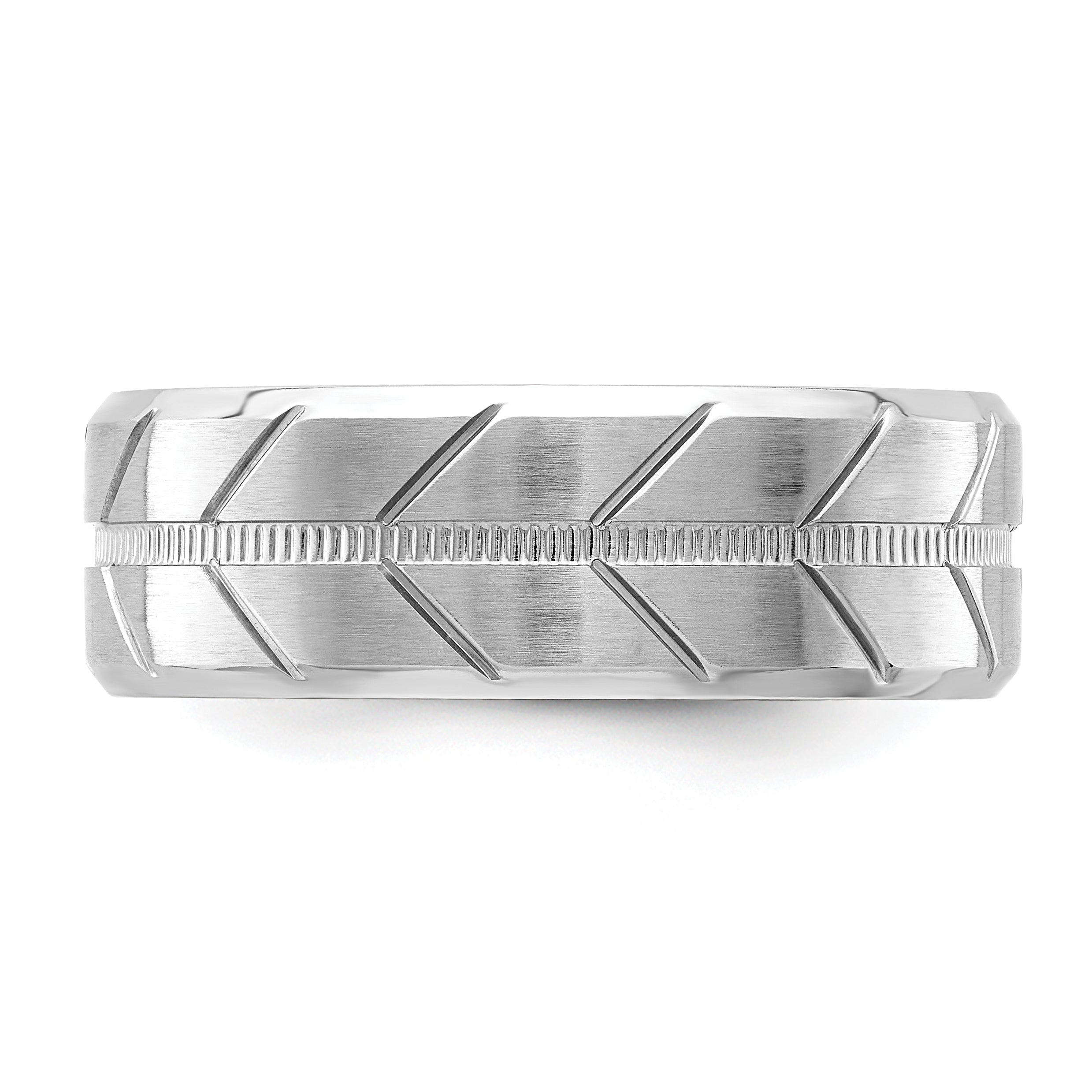 Brushed and Polished Beveled Edge Cobalt Wedding Band 8mm sizes 7 through 13 in full and half