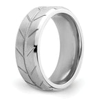 Brushed and Polished Beveled Edge Cobalt Wedding Band 8mm sizes 7 through 13 in full and half