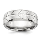 Brushed and Polished Beveled Edge Cobalt Wedding Band 8mm sizes 7 through 13 in full and half