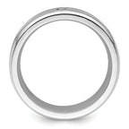 Brushed and Polished Cubic Zirconia Beveled Edge Cobalt Wedding Band 8mm White