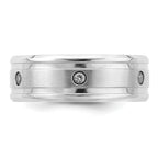 Brushed and Polished Cubic Zirconia Beveled Edge Cobalt Wedding Band 8mm White