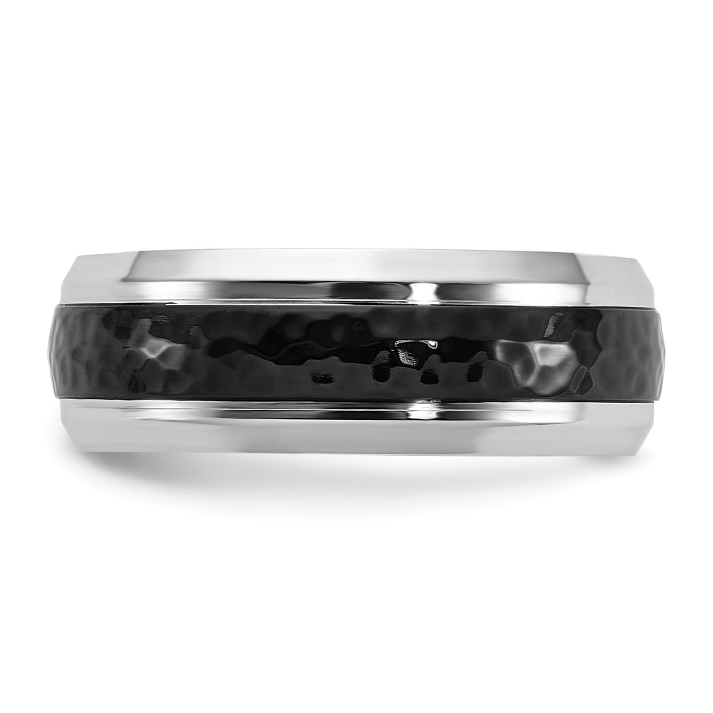 Hammered Black Cobalt Wedding Band 8mm