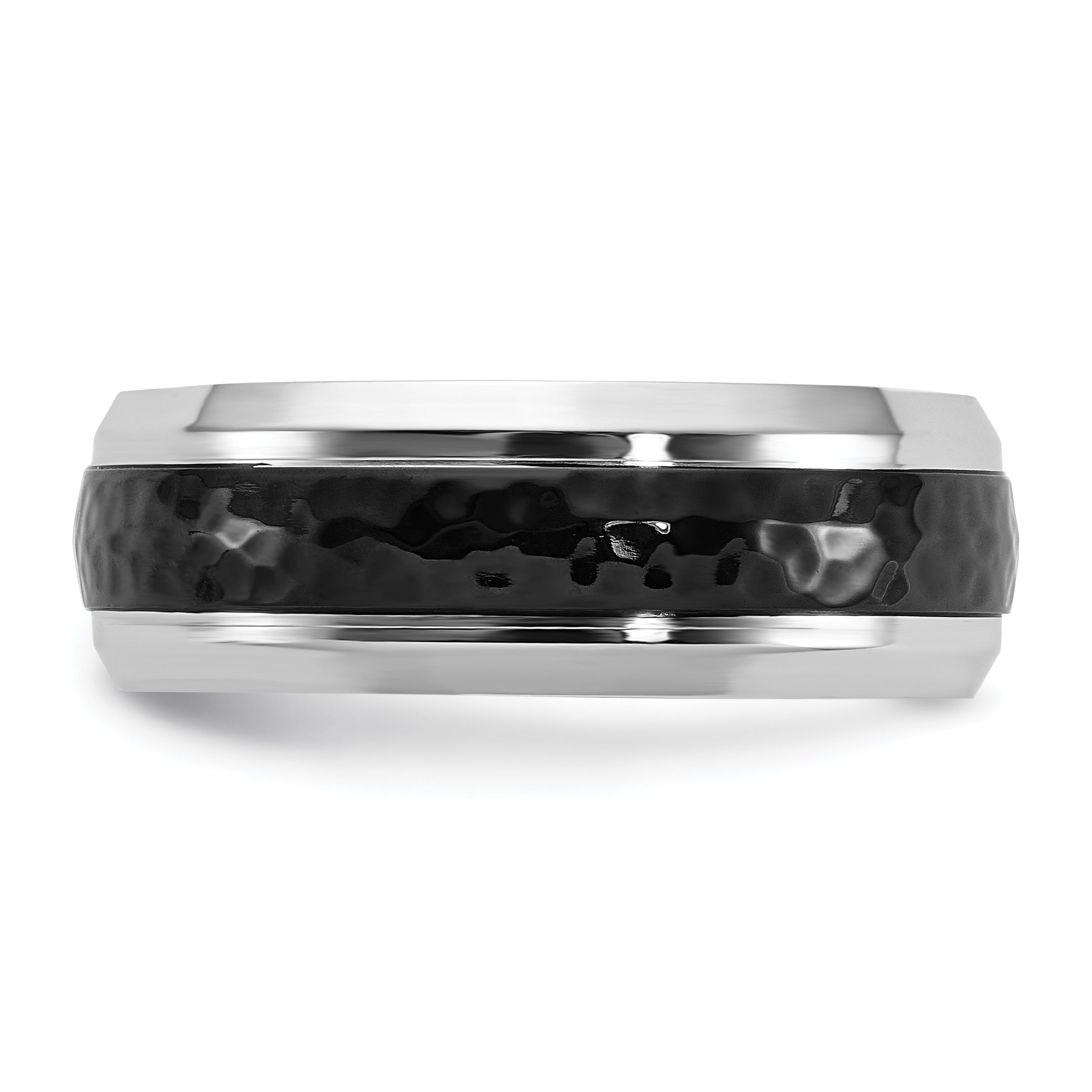 Hammered Black Cobalt Wedding Band 8mm