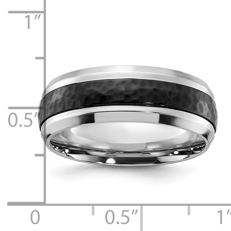 Hammered Black Cobalt Wedding Band 8mm