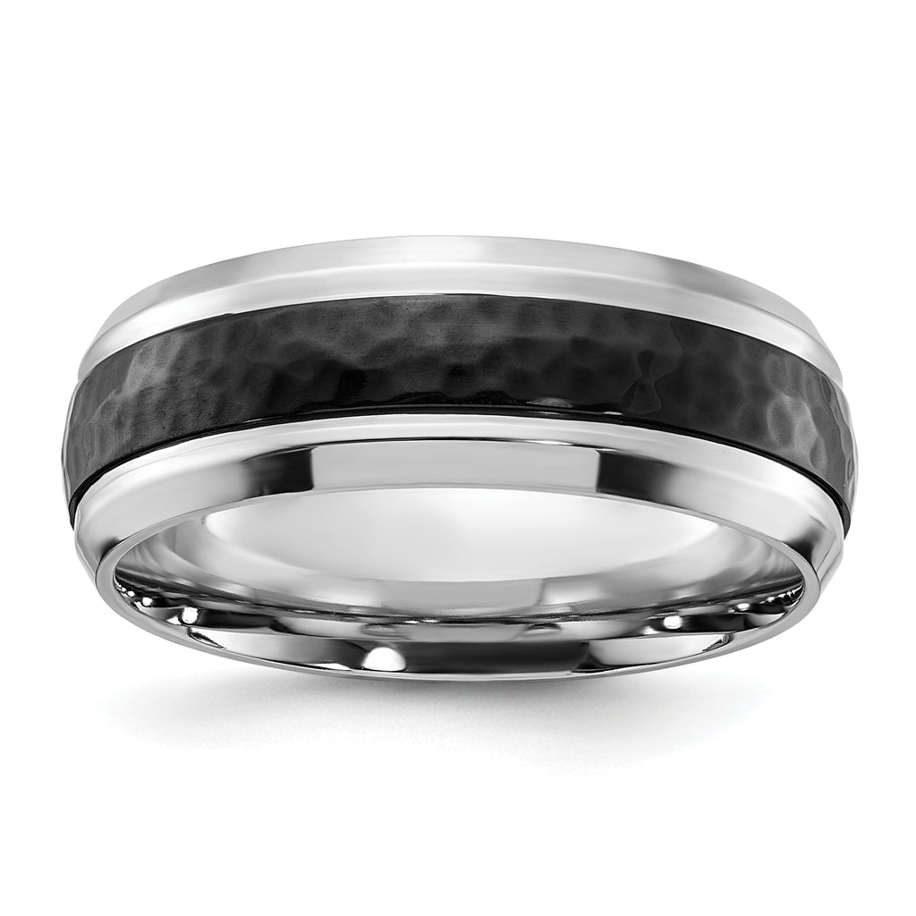 Hammered Black Cobalt Wedding Band 8mm