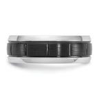 Black Ion-Plated Brushed and Polished Grooved Cobalt Wedding Band 8mm