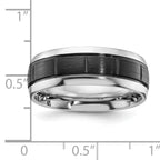 Black Ion-Plated Brushed and Polished Grooved Cobalt Wedding Band 8mm