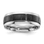 Black Ion-Plated Brushed and Polished Grooved Cobalt Wedding Band 8mm