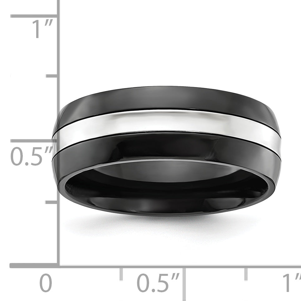 Polished Black Cobalt Wedding Band 8mm