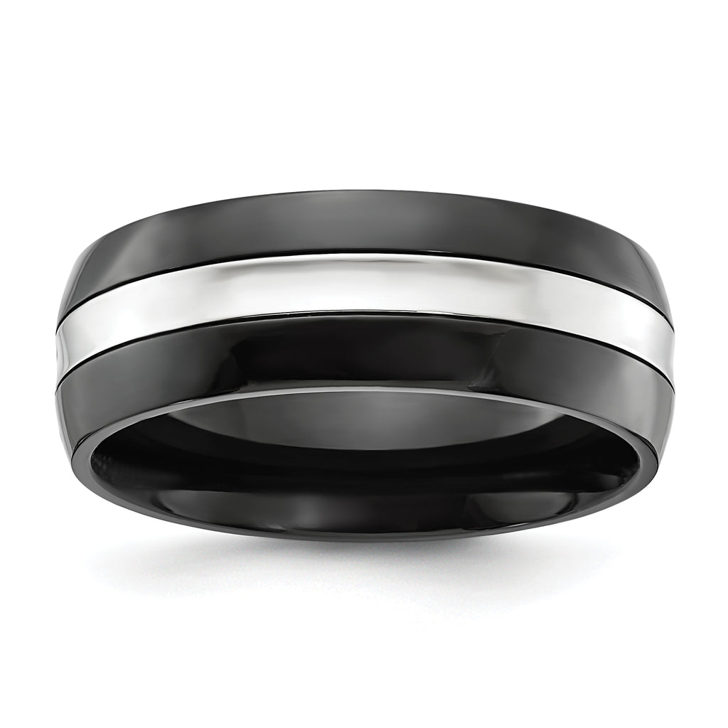 Polished Black Cobalt Wedding Band 8mm