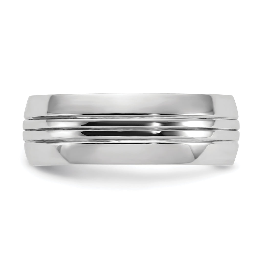 Polished Grooved Cobalt Wedding Band 8mm