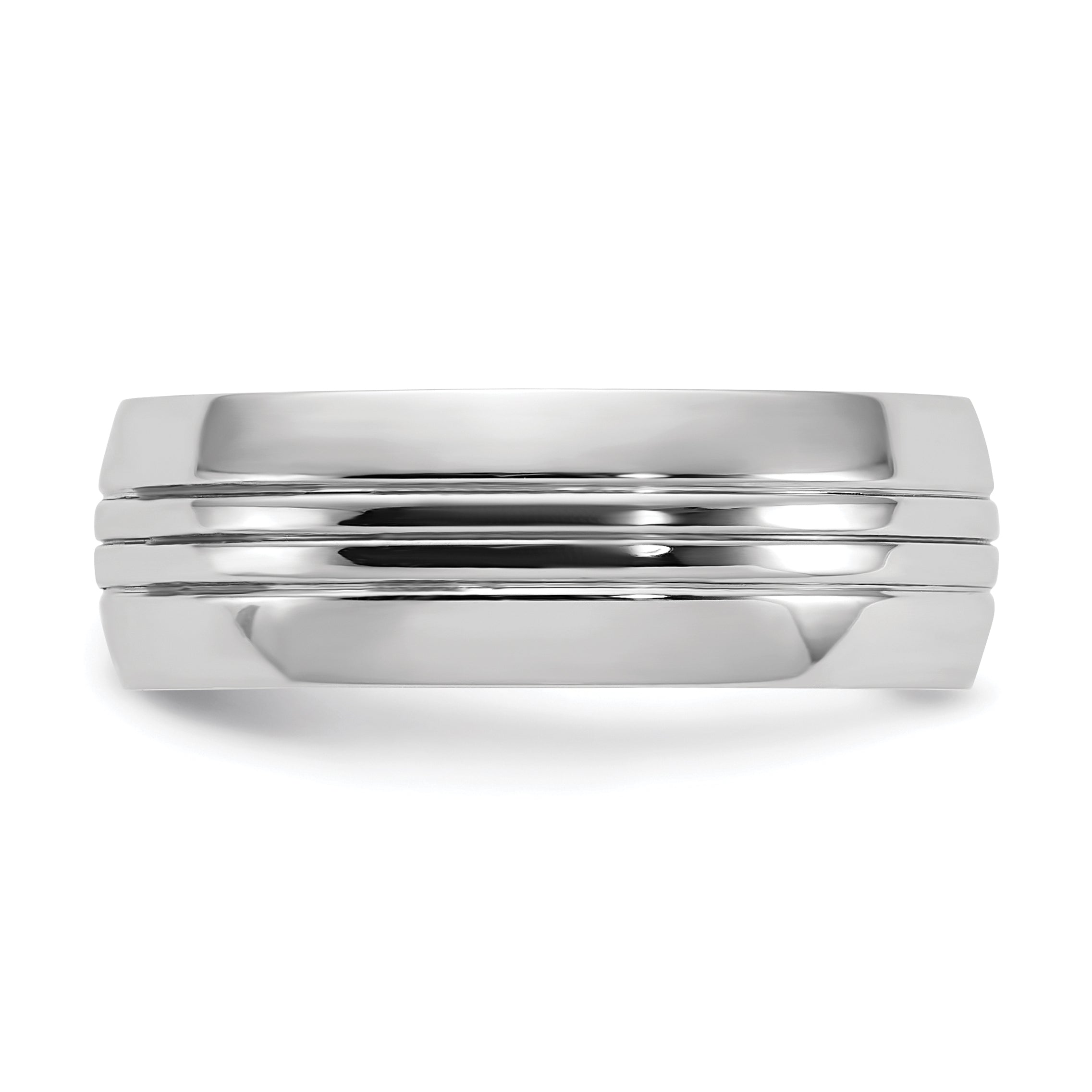 Polished Grooved Cobalt Wedding Band 8mm