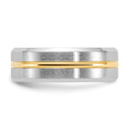 Gold-Tone Brushed and Polished Beveled Edge Cobalt Wedding Band 8mm