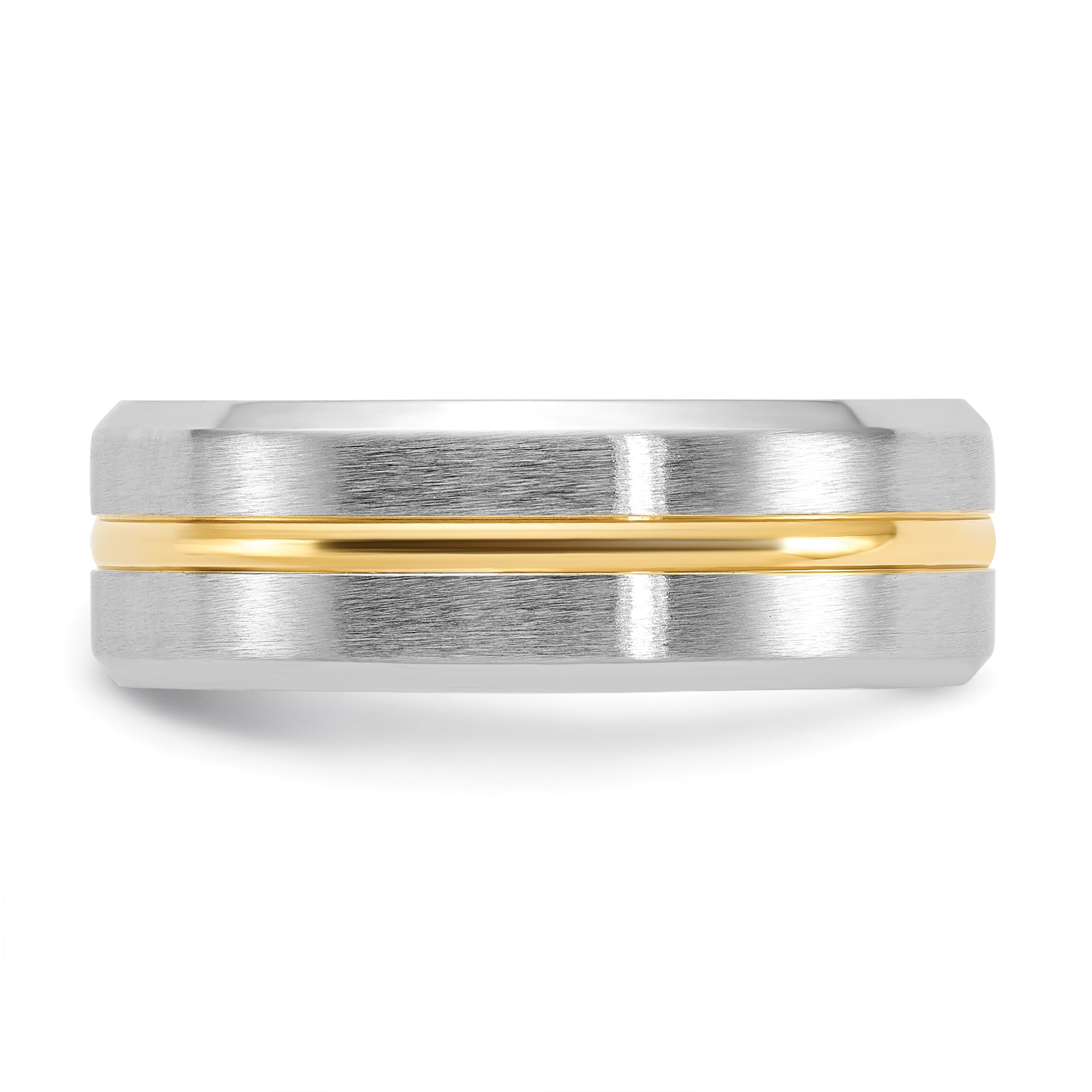 Gold-Tone Brushed and Polished Beveled Edge Cobalt Wedding Band 8mm