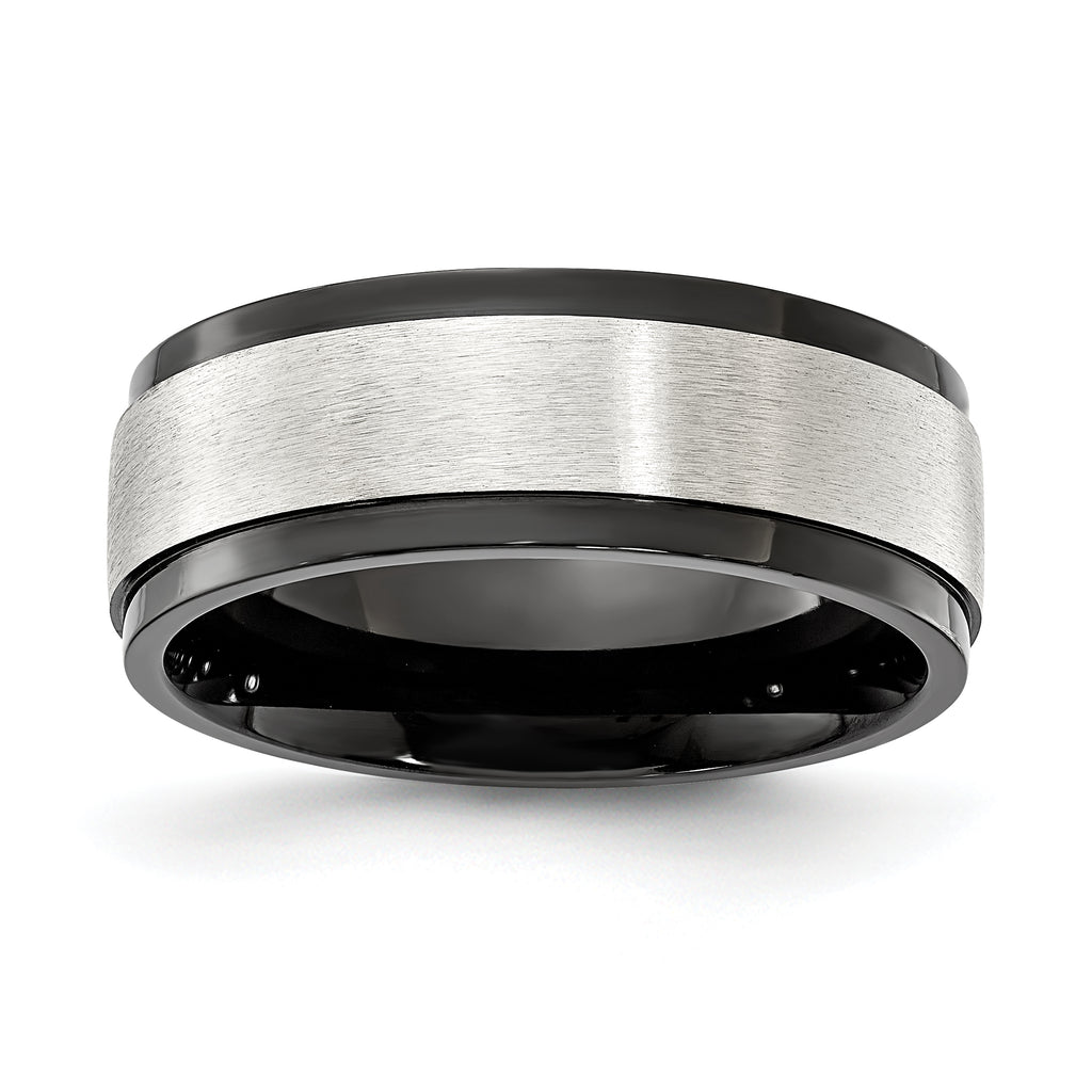 Brushed and Polished Black Cobalt Wedding Band 8mm