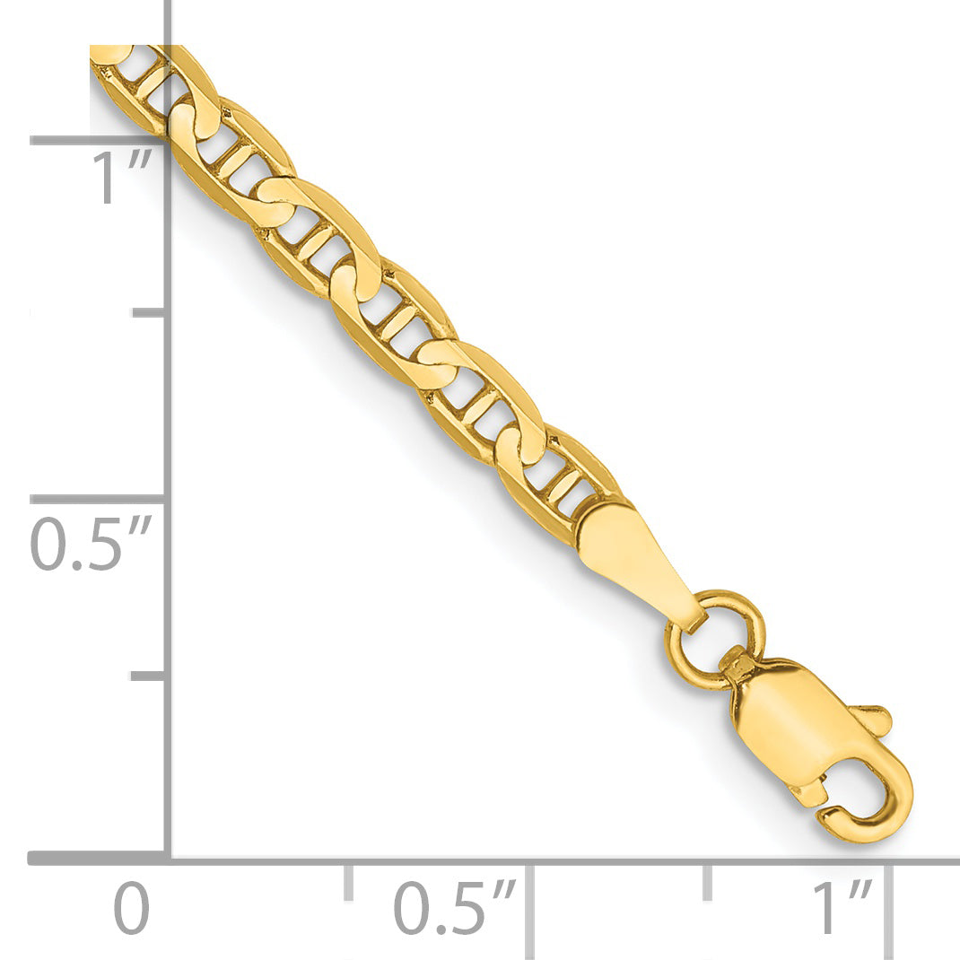14K Yellow Gold Solid Anchor Chain Necklace 3mm