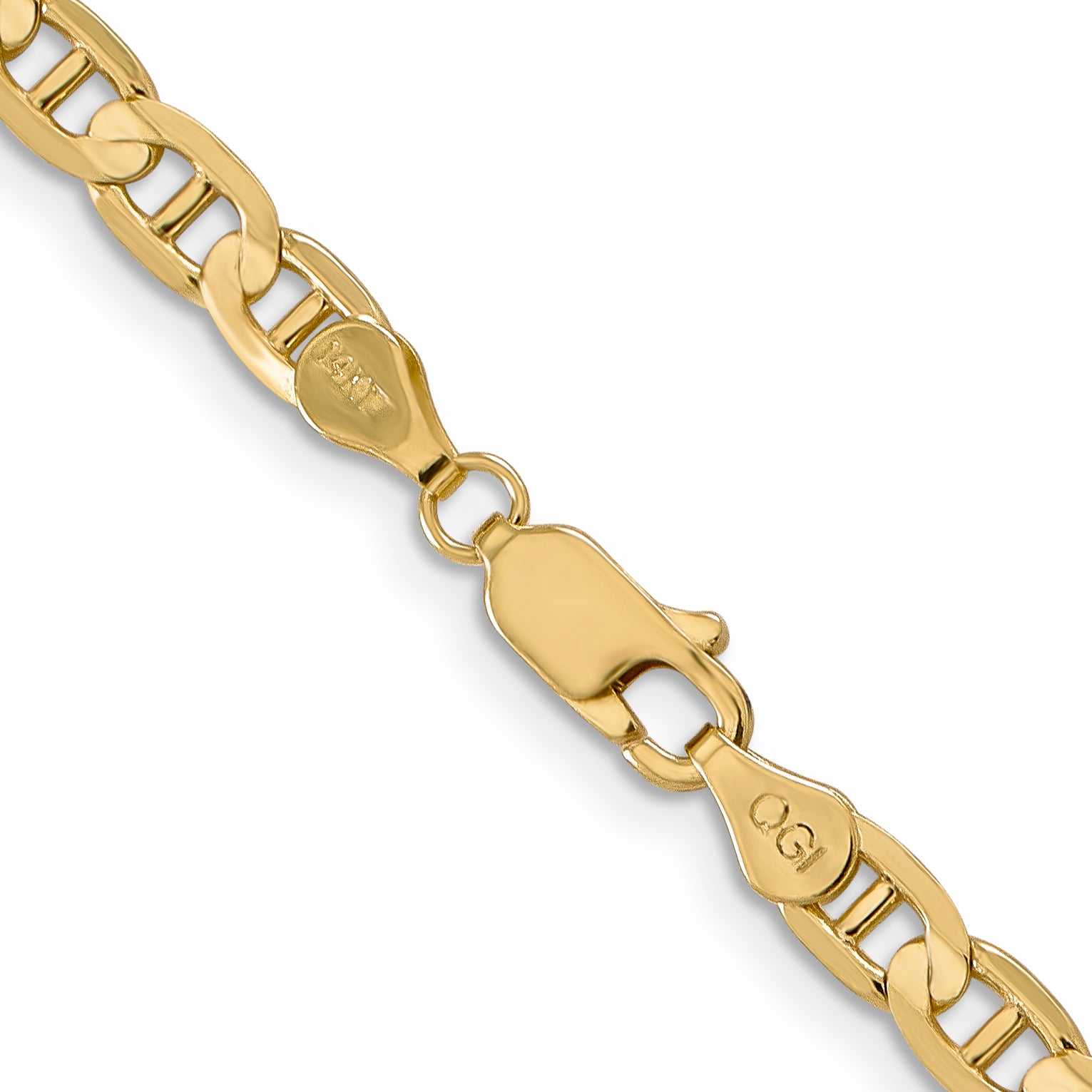 14K 26 inch 4.5mm Concave Anchor with Lobster Clasp Chain