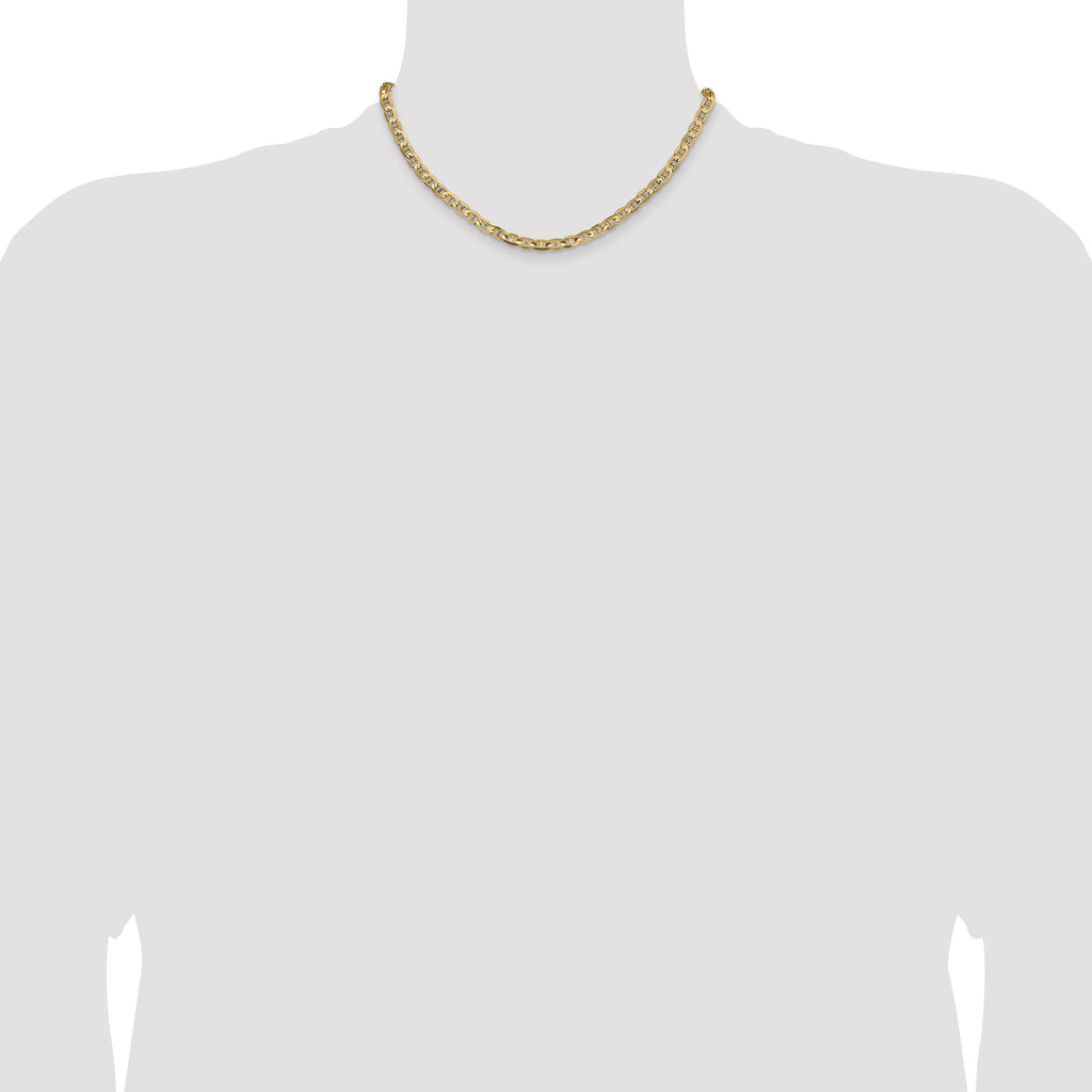 14K 16 inch 4.5mm Concave Anchor with Lobster Clasp Chain