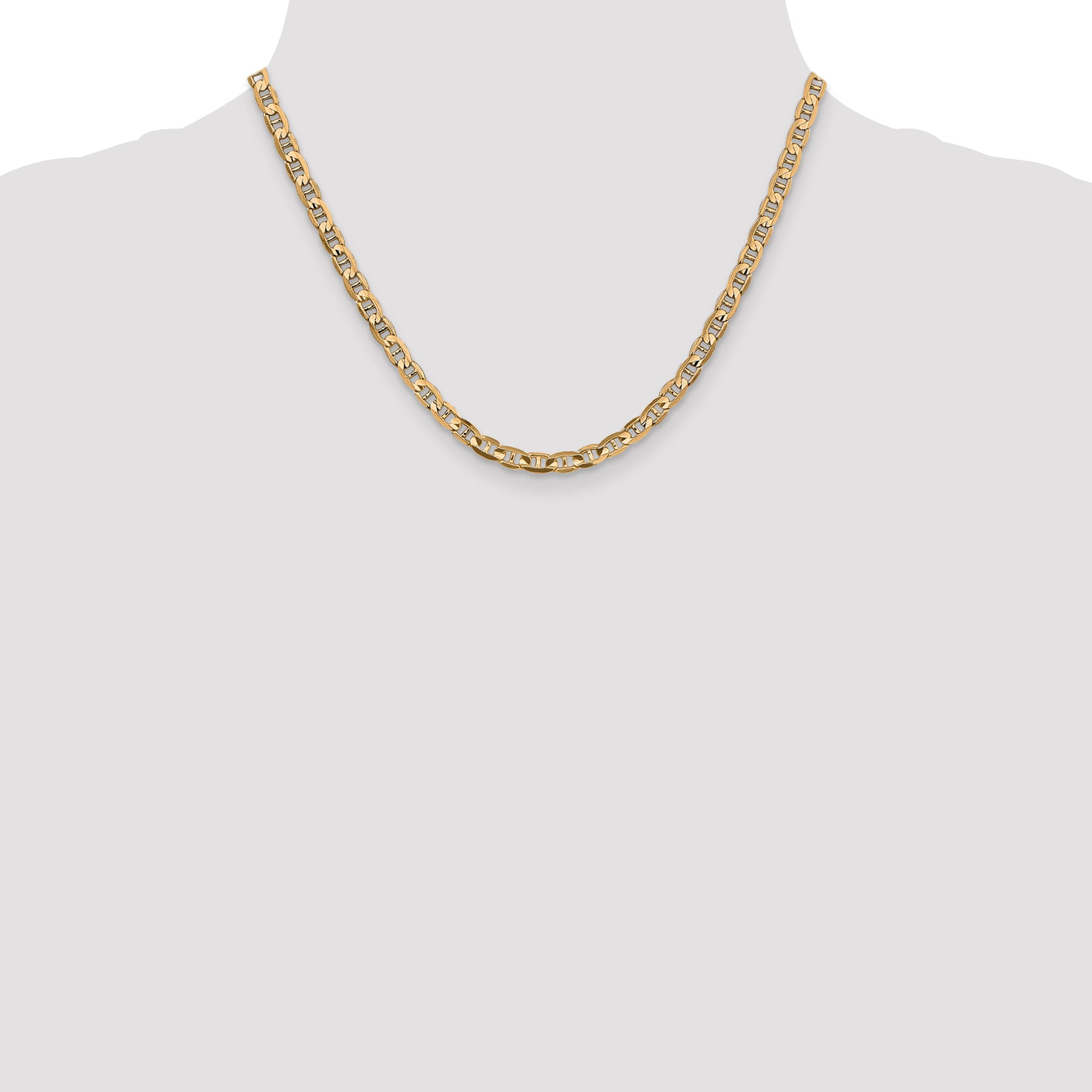 14K 18 inch 4.5mm Concave Anchor with Lobster Clasp Chain