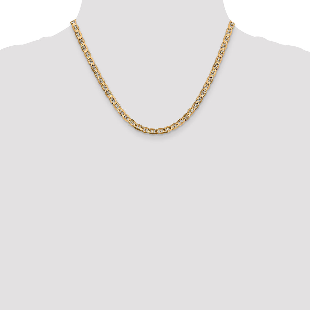 14K 18 inch 4.5mm Concave Anchor with Lobster Clasp Chain