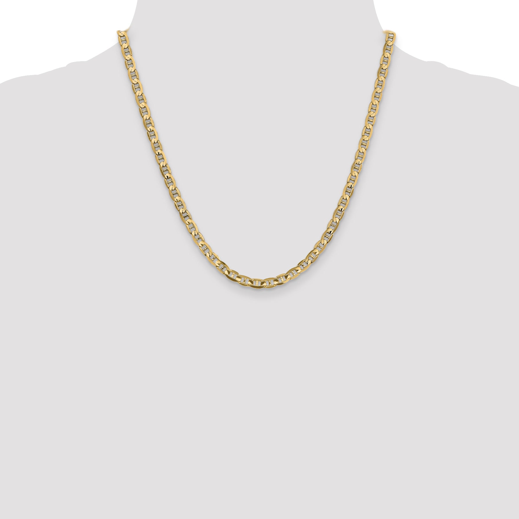 14K 20 inch 4.5mm Concave Anchor with Lobster Clasp Chain