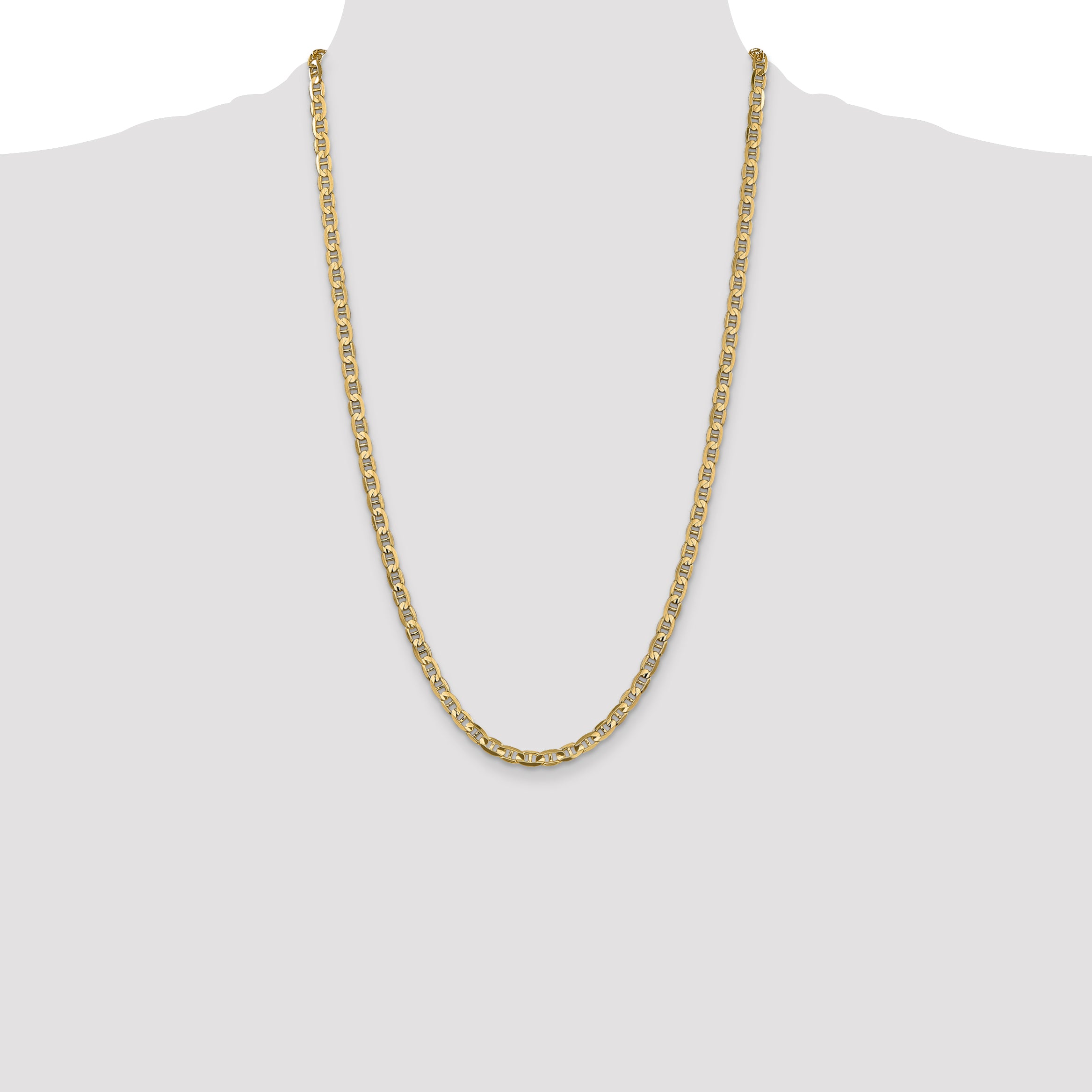 14K 26 inch 4.5mm Concave Anchor with Lobster Clasp Chain