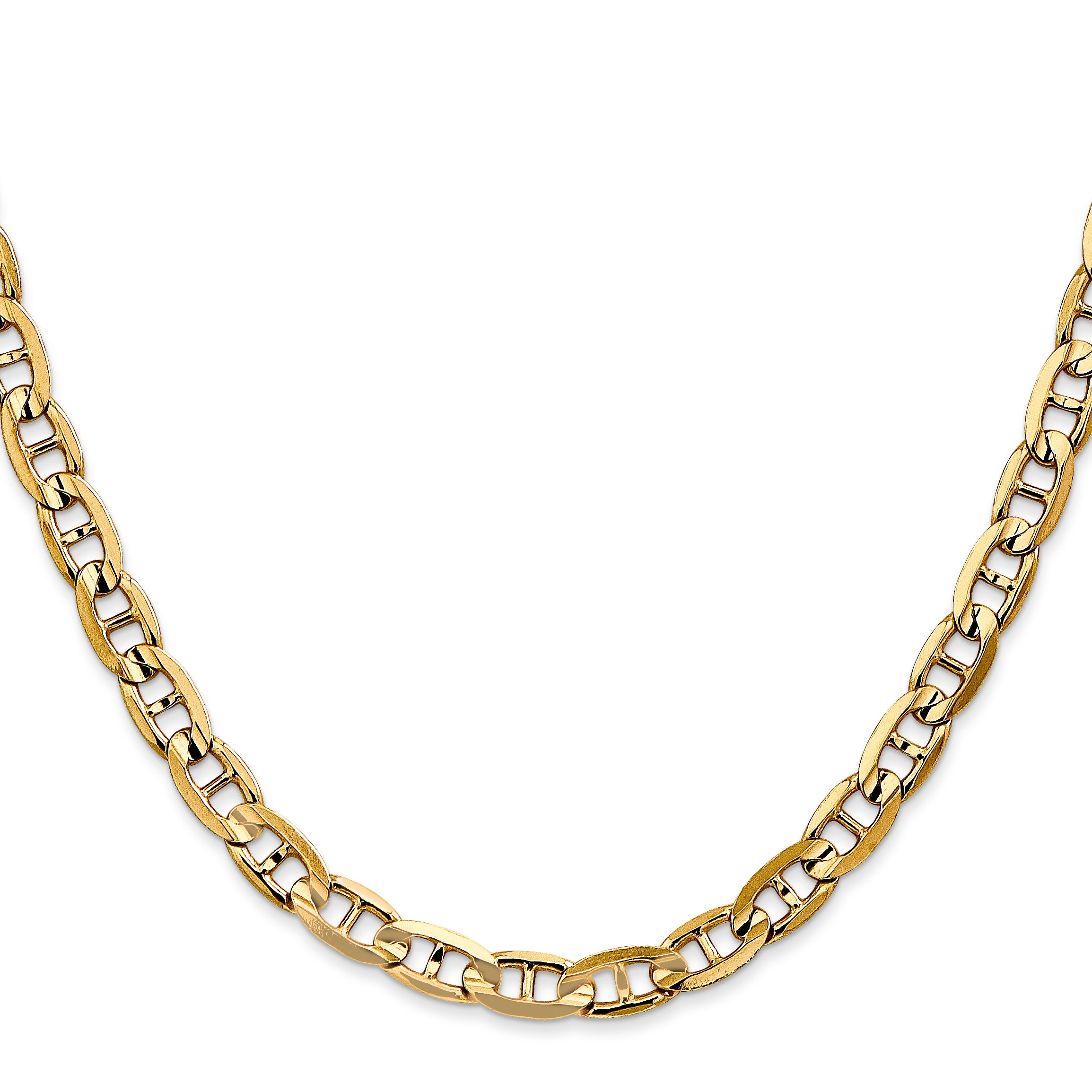 14K 26 inch 5.25mm Concave Anchor with Lobster Clasp Chain
