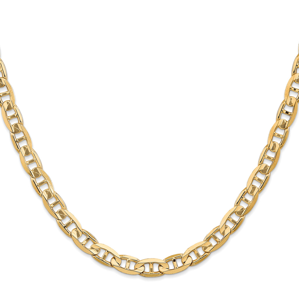 14K 26 inch 6.25mm Concave Anchor with Lobster Clasp Chain