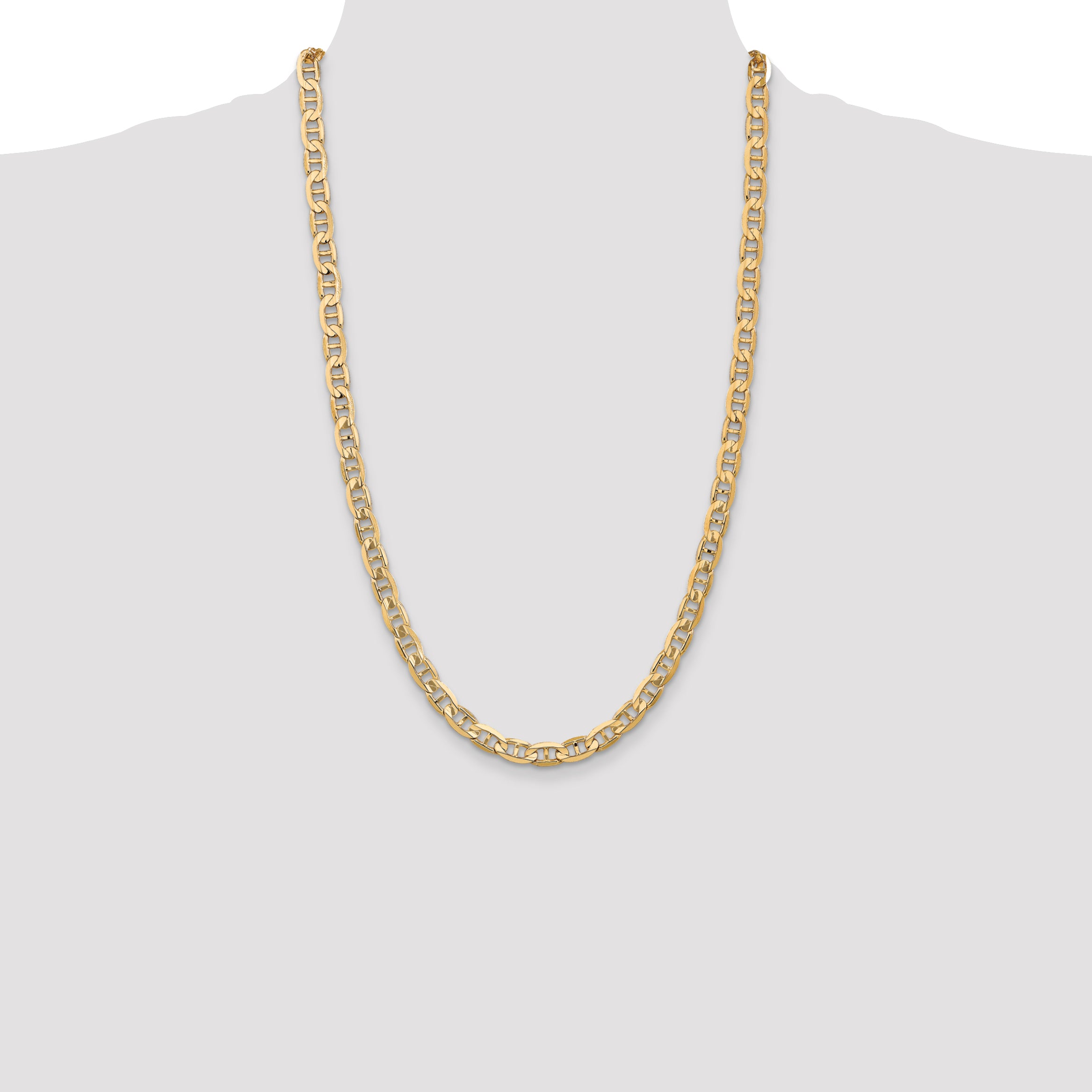 14K 26 inch 6.25mm Concave Anchor with Lobster Clasp Chain