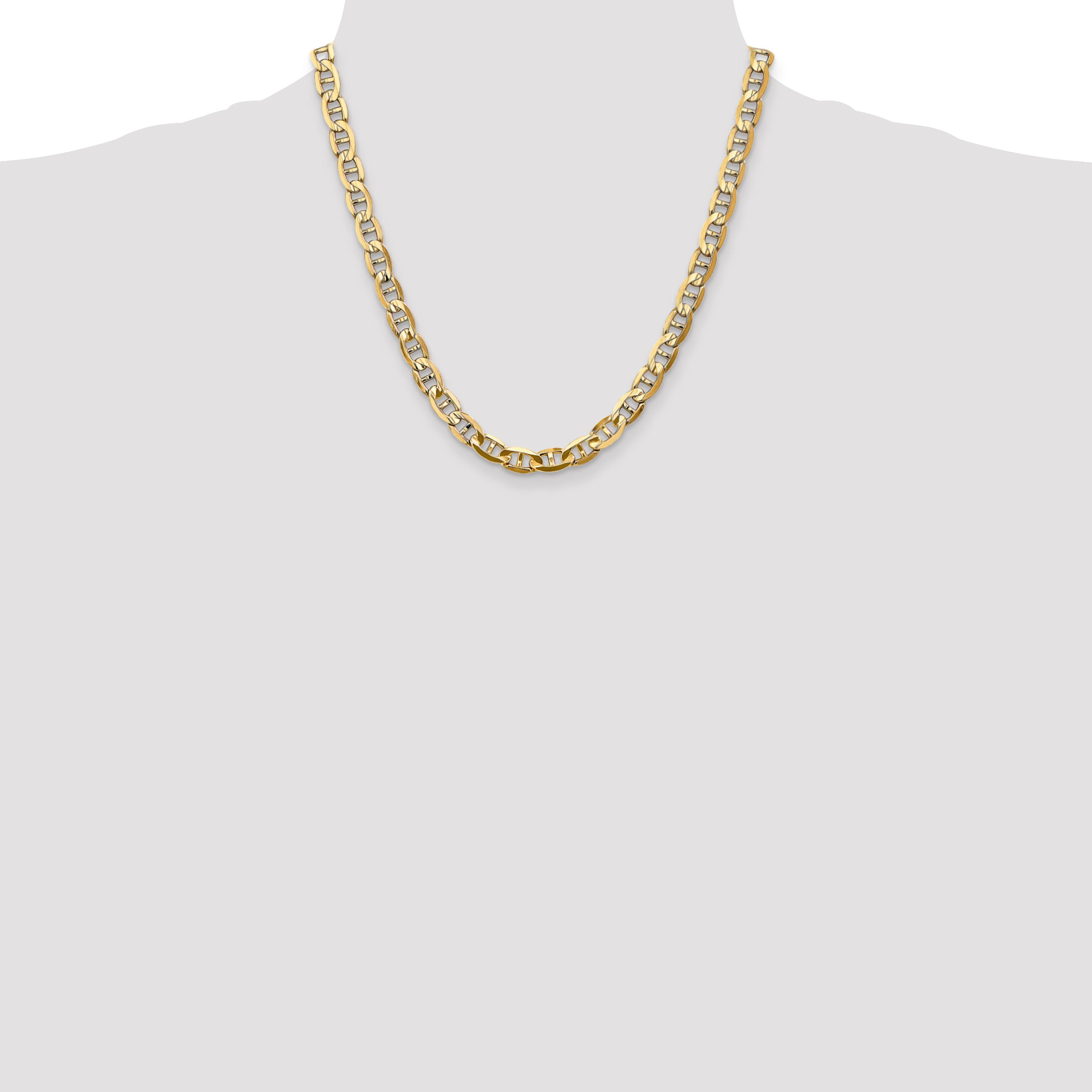14K 20 inch 7mm Concave Anchor with Lobster Clasp Chain