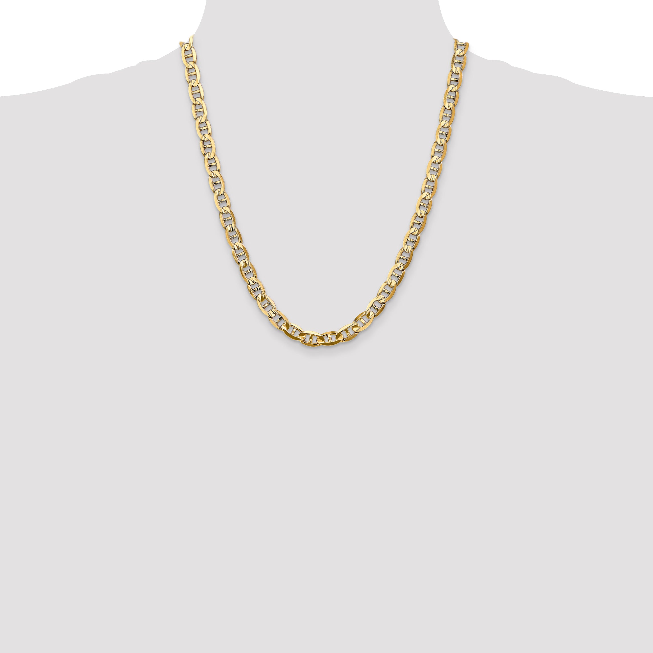 14K 22 inch 7mm Concave Anchor with Lobster Clasp Chain