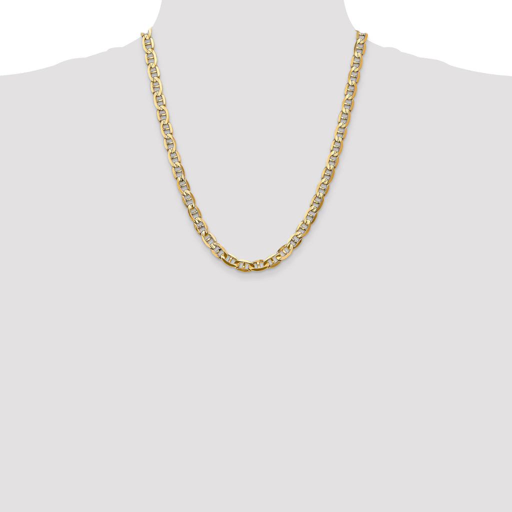 14K 22 inch 7mm Concave Anchor with Lobster Clasp Chain