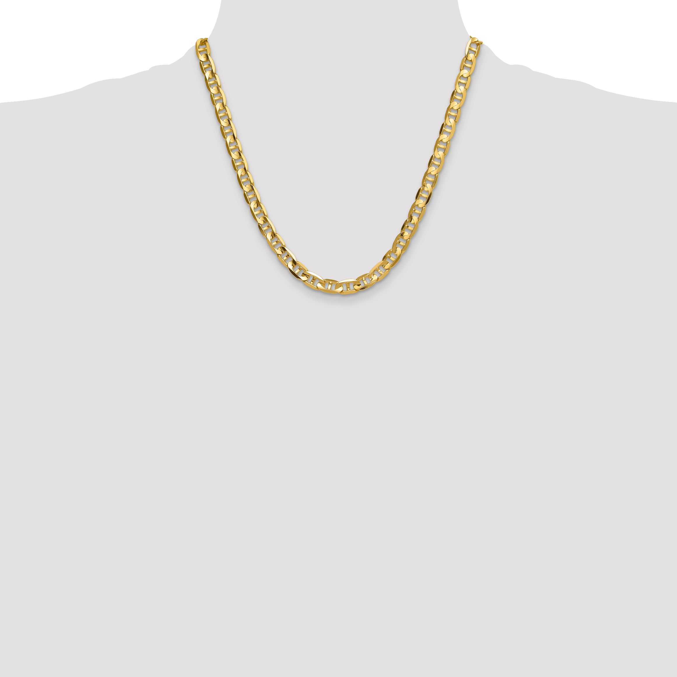 8.0mm 14K Yellow Gold Concave Anchor Chain - Sophia Jewelers