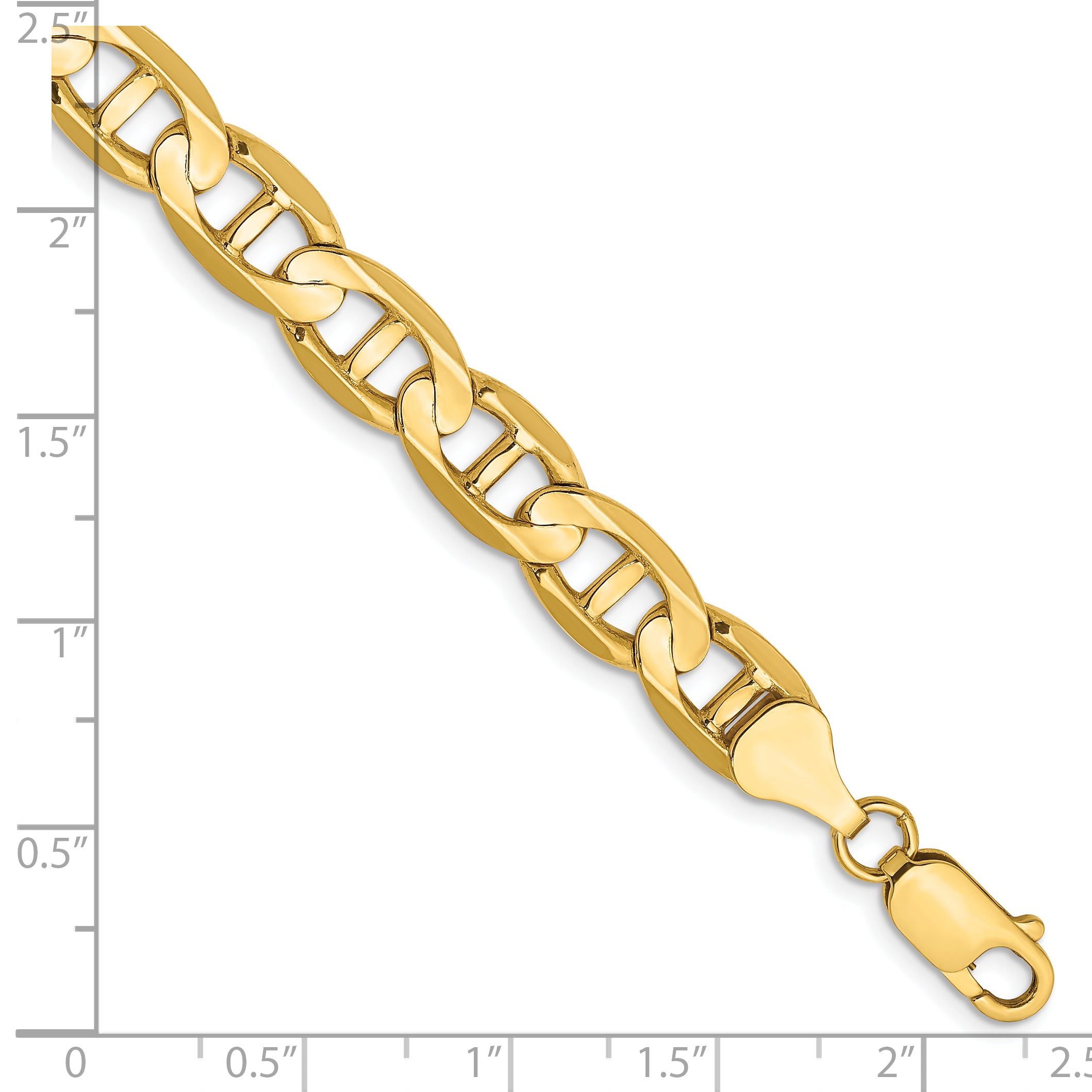 14K Yellow Gold Solid Anchor Chain Necklace 8mm