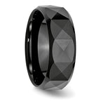 Chisel Ceramic Faceted Black 8mm Polished Beveled Edge Band - Sophia Jewelers