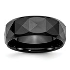 Chisel Ceramic Faceted Black 8mm Polished Beveled Edge Band - Sophia Jewelers
