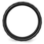Chisel Ceramic Black Faceted 8mm Polished Beveled Edge Band