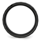 Chisel Ceramic Black Faceted Beveled Edge 8mm Polished Band