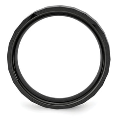Chisel Ceramic Black Faceted Beveled Edge 8mm Polished Band