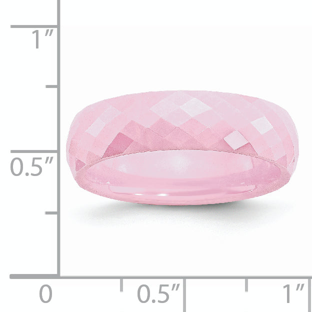 Chisel Ceramic Pink Faceted 6mm Polished Band