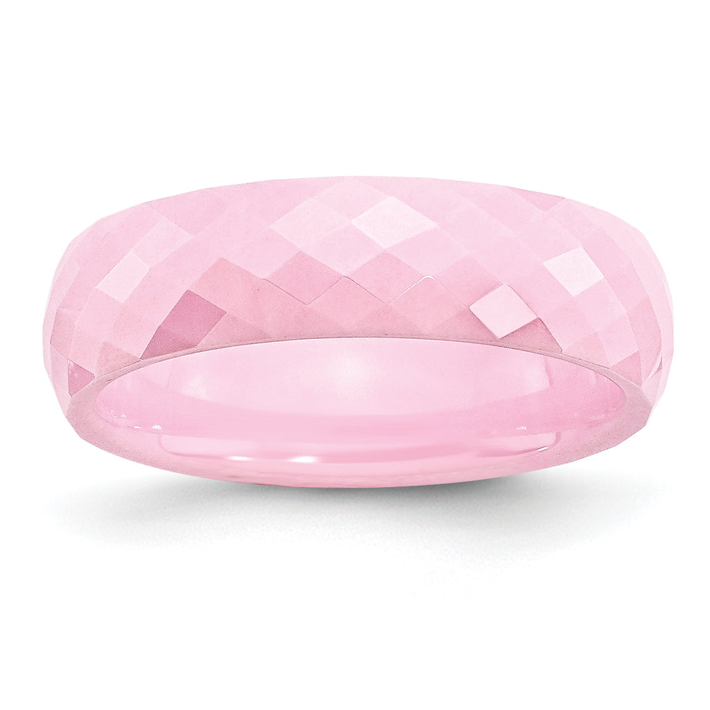 Chisel Ceramic Pink Faceted 6mm Polished Band