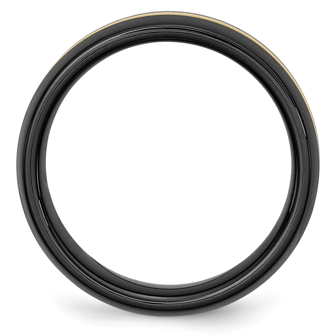 Chisel Ceramic Black with 14k Gold Inlay 8mm Polished Band