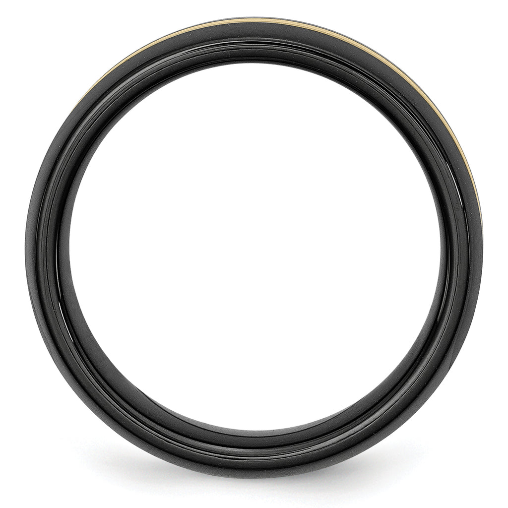 Chisel Ceramic Black with14k Gold Polished Inlay 8mm Band - Sophia Jewelers