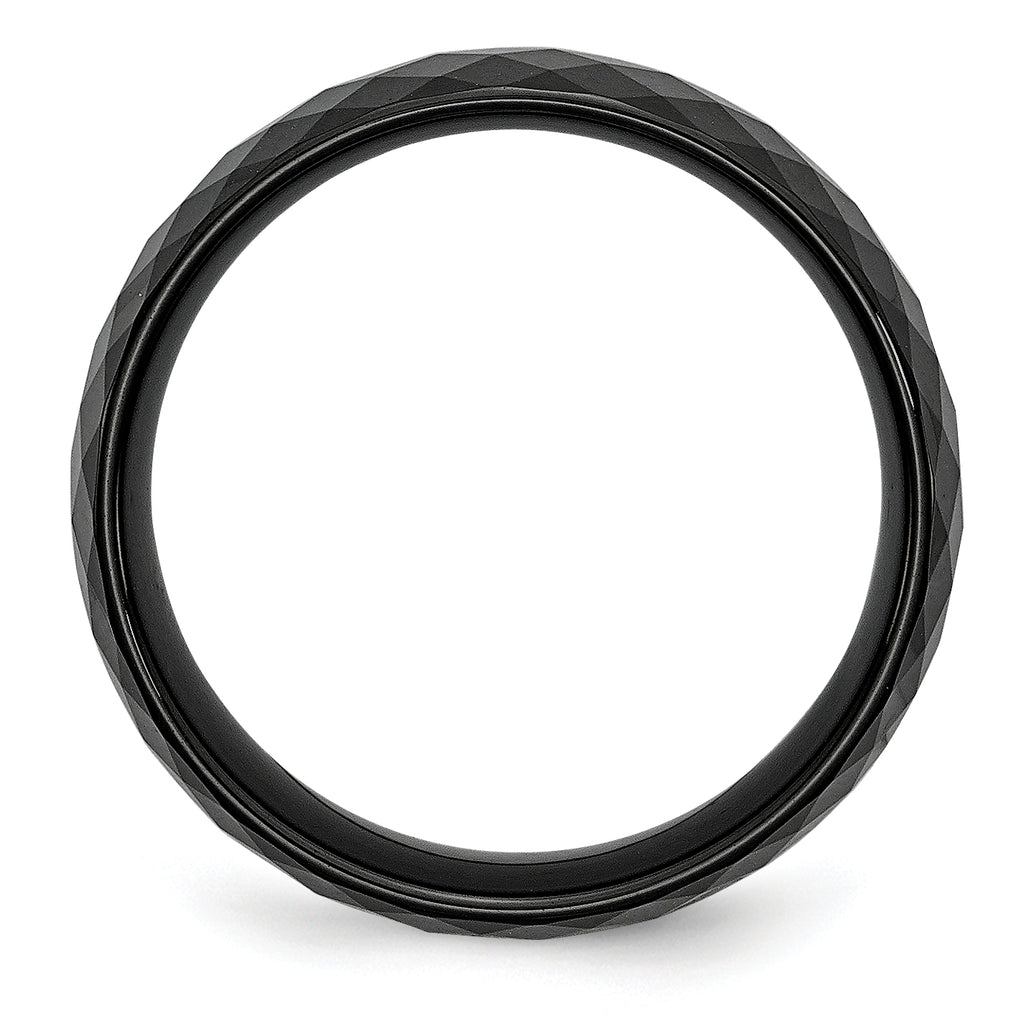 Chisel Ceramic Black Faceted 7.5mm Polished Band
