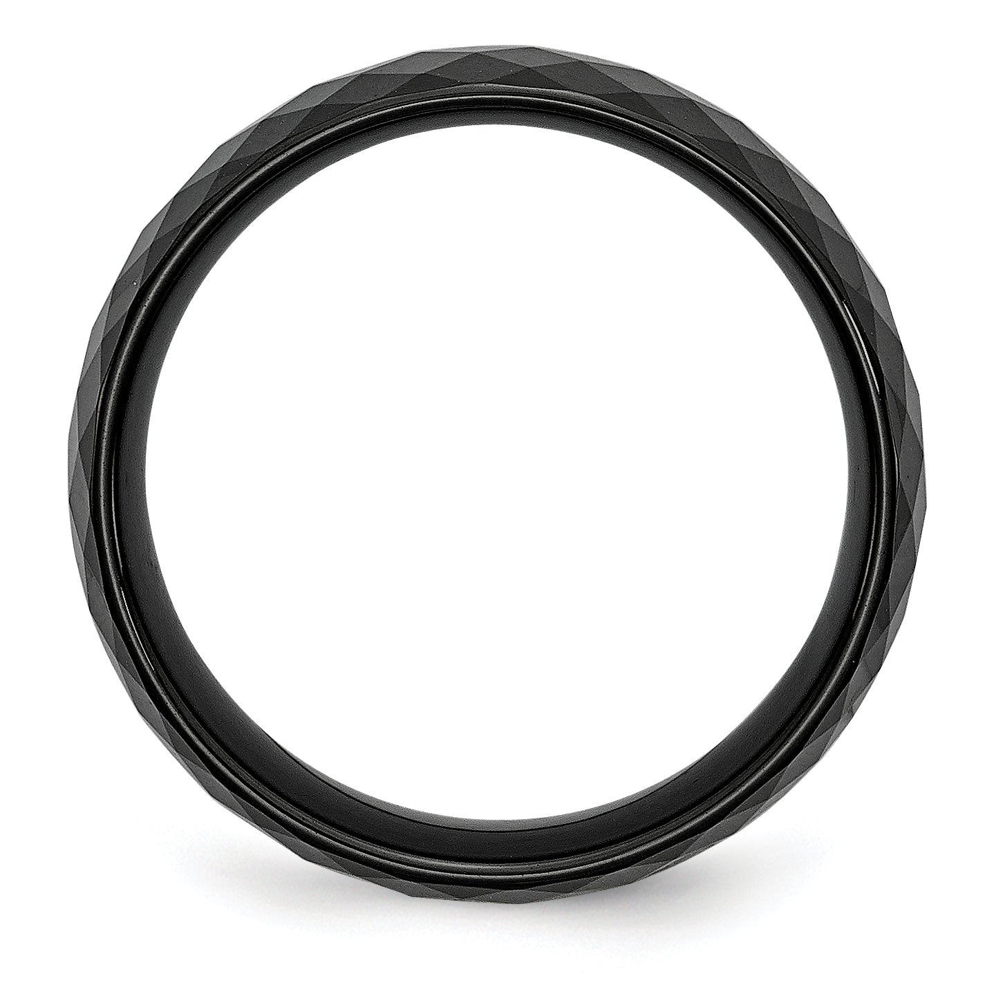 Chisel Ceramic Black Faceted 7.5mm Polished Band
