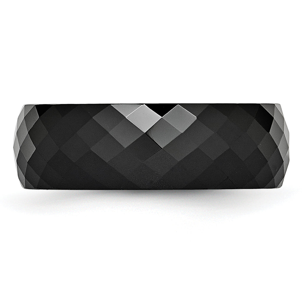 Chisel Ceramic Black Faceted 7.5mm Polished Band